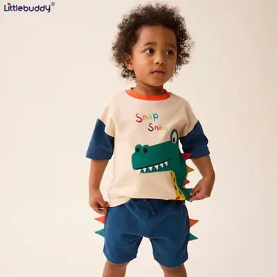 Boys T-shirt Shorts Set Crocodile Design Summer Casual