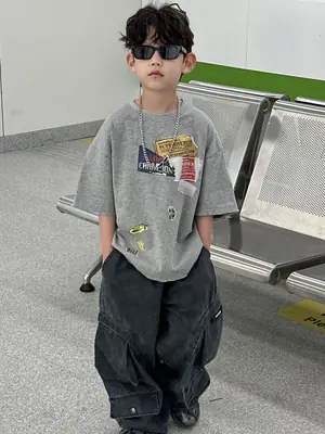 Kids Pure Cotton T-Shirt 2026 Summer Boys Short Sleeve Korean Style