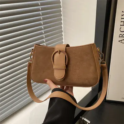 Women's Tan Shoulder Crossbody Bag with Long Strap