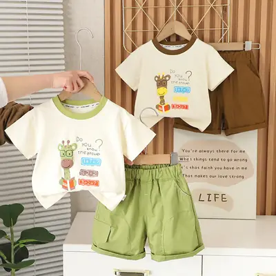 Kids Cotton Graphic Shorts Set Summer Newborn Boys