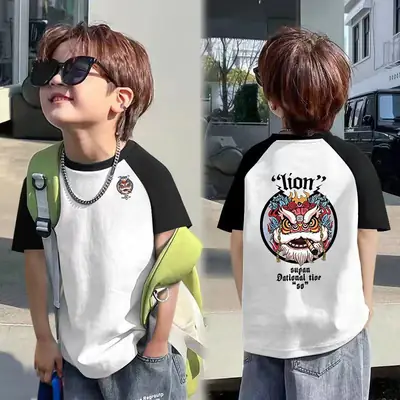 100 Cotton Korean Style Boys Top Short Sleeve Summer Trendy Boys Half-Sleeved T-Shirt