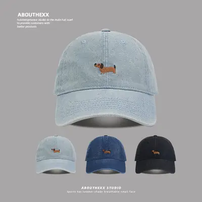 Blue Denim Dachshund Cap for Men Spring Summer