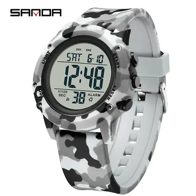 Sanda Camouflage Digital Watch for Men Women