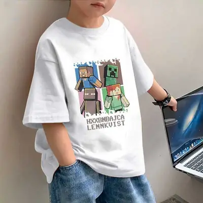 Boys' Minecraft Printed Cotton T-Shirt Medium Large 2025