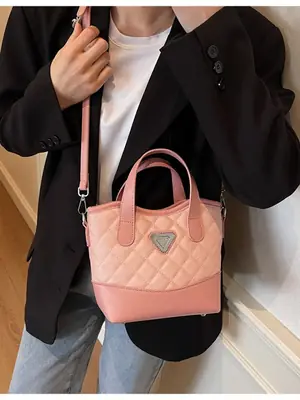 Pink Quilted Crossbody Bag for Women 2026
