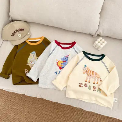 Children Long Sleeve T-shirt Cartoon Animal Cotton Spring Autumn New Boys