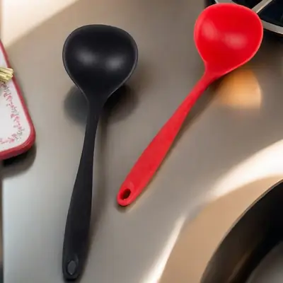 High Temp Silicone Spoons Red Black Kitchen