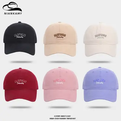 Korean Style Embroidered Baseball Cap for Women Spring Summer