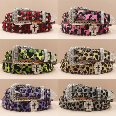 Leopard Print Cross Belt for Men High End Sparkle