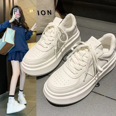 Women White Chunky Platform Skate Shoes Spring Summer 2025