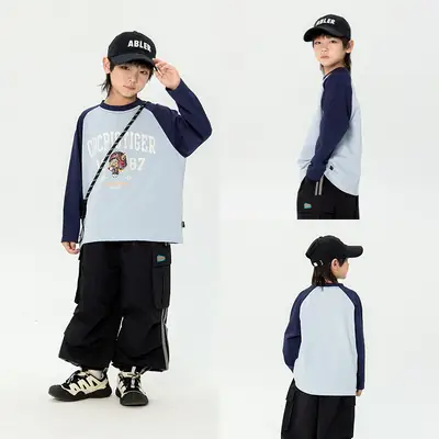 Children Japanese T-Shirt 2025 Spring New Boys Raglan Long Sleeve