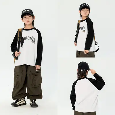 Japanese Boys T-Shirt 2025 Raglan Long Sleeve Casual Top