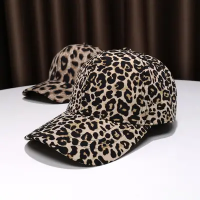 Women Leopard Print Baseball Cap with Strap