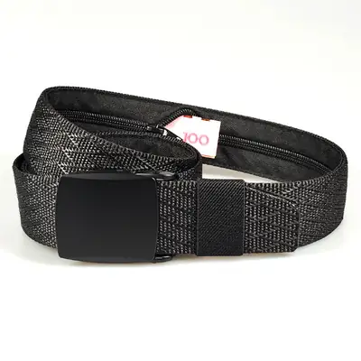 Men's Hidden Money Belt with Alloy Buckle Black