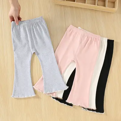 Girls' Flared Casual Pants Grey Pink Black Autumn 2026