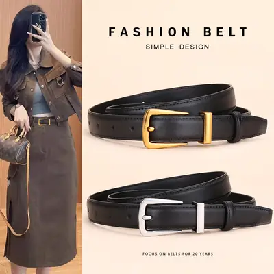 Women Fashion Belt Black Alloy Buckle 100cm