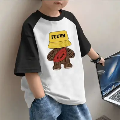 100% Cotton Boys T-Shirt Pink FUUVH Print