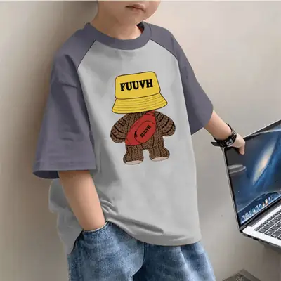 100% Cotton Boys T-Shirt Orange FUUVH Print