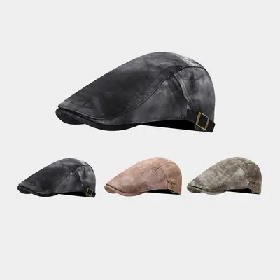 British Vintage Tie-Dye Forward Cap Women Men Casual Sunscreen Beret