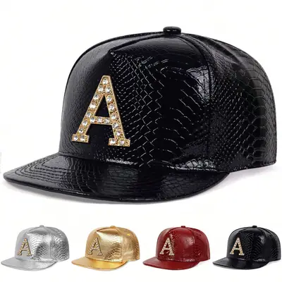 Golden Croc Leather Letter Hip Hop Cap for Men Women
