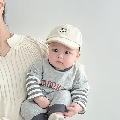 Black Korean Kids Baseball Cap for Boys Girls