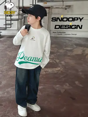 Snoopy New Collection Boys Cotton Long Sleeve T-Shirt Medium Large