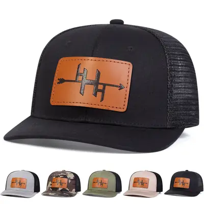 Men's Green Arrow Gun Leather Label Trucker Cap