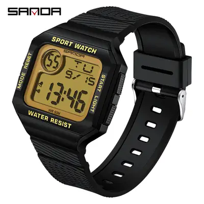Sanda Black Digital Sport Watch with Water Resistant 11:39 Display