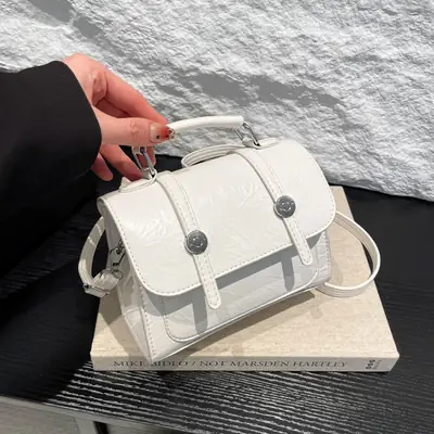 Gold Laser Textured Shoulder Crossbody Bag for Women