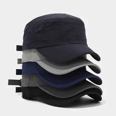 Men's Grey Military Flat Cap Spring Summer Thin Quick-Drying