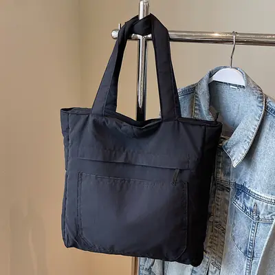 Women's Large Capacity Nylon Tote Bag Black
