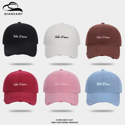 2025 New R Letter Embroidered Black Baseball Cap Women's Face Small Korean Version Fashion Contrast Color Stitching Men's Cap