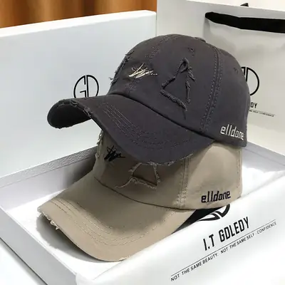 Vintage Baseball Cap Men's Trendy Ins Ripped Sun Hat Hip-hop Cap Soft Top