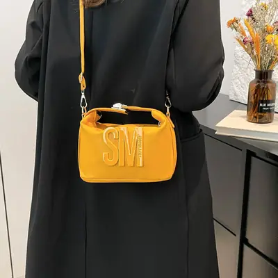 Yellow Square Shoulder Bag with "SM" Print
