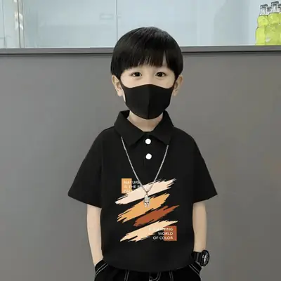 Boys Cotton Polo Shirt Grey 2025 Summer New