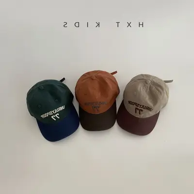 Children's Cap Spring Autumn Western Color Small Letter Embroidered Soft Top Sunshade Hat Trendy Children's Baby Baseball Cap