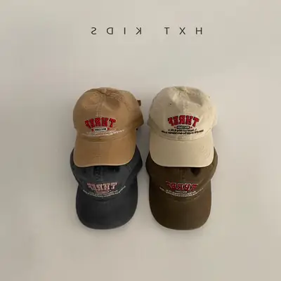 Children's Pink Cap Red Embroidery Spring Autumn