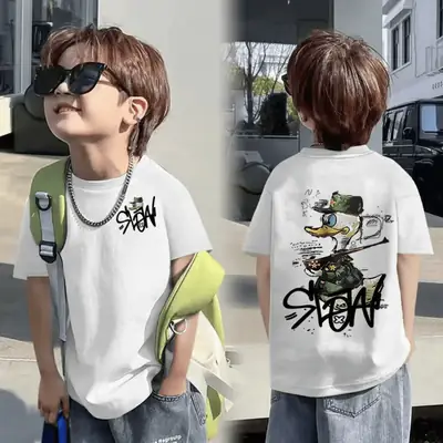 Children's Pink Graphic T-Shirt Boys 8-15Yr Cotton Summer