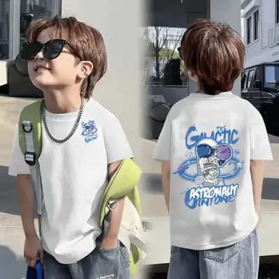 Children's Black Graphic T-Shirt Boys 8-15Yr Summer Wear