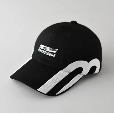 Niche Personality Letter Embroidered Baseball Cap White Black
