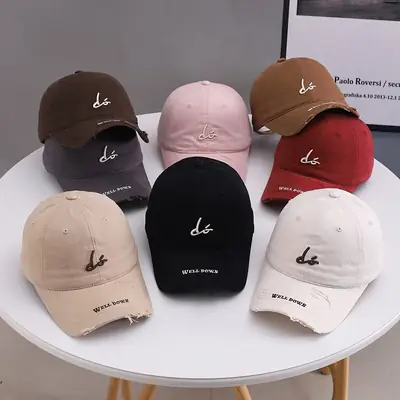 Women Brown Embroidered Baseball Cap Spring Summer