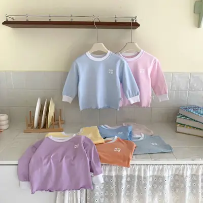 Children's Long Sleeve T-Shirt Solid Beige Spring Base