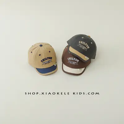 Kids Black Letter Embroidered Cap Spring Autumn