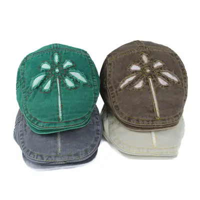 Women's Blue Embroidered Sunshade Cap