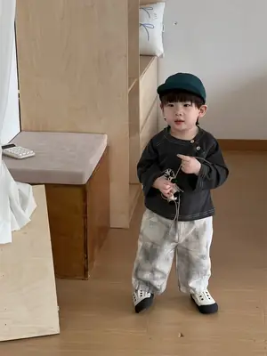 Baby Round Neck T-Shirt Jeans Suit Korean Style Kidsren