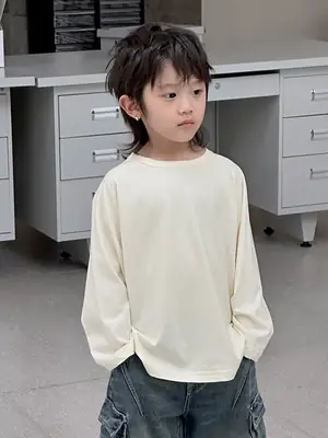 Boys Solid T-Shirt Long Sleeve Spring Wear