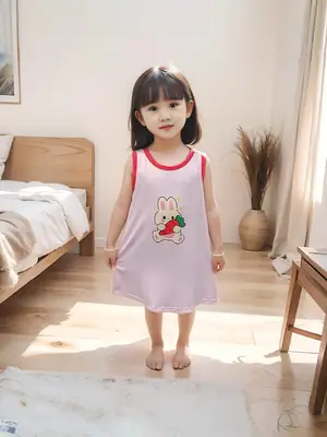 Girls Modal Home Dress Baby dress Girls Summer Princess Dress Girls Sleeveless Vest Nightdress Thin