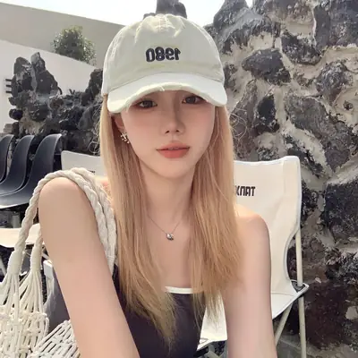 Women Men Summer Black Embroidered Cap 1980
