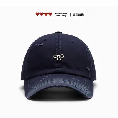 Women Bow Embroidered Baseball Cap Beige
