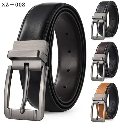 Men's Brown Leather Belt with Silver Buckle